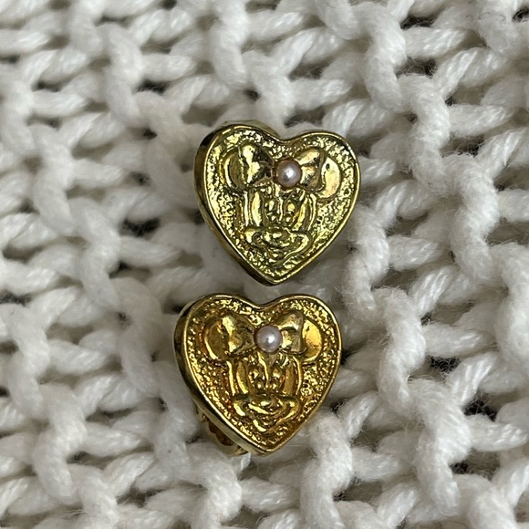 Disney Jewelry - Disney Gold Heart Earrings with Minnie Mouse from Avon 80’s
